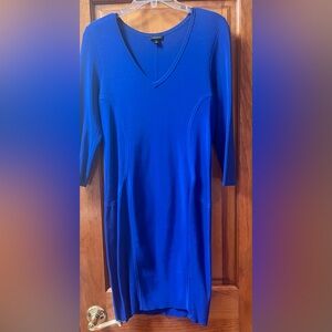 Blue long sleeve sweater dress